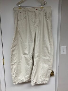 Free People Women’s Cream Barrel Leg  Pants